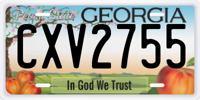 GA license plate CXV2755
