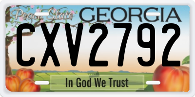 GA license plate CXV2792