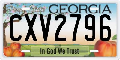 GA license plate CXV2796