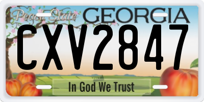 GA license plate CXV2847