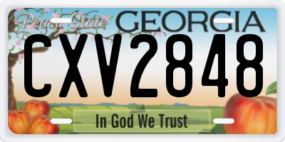 GA license plate CXV2848