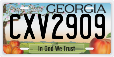 GA license plate CXV2909
