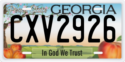 GA license plate CXV2926