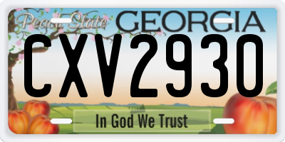 GA license plate CXV2930