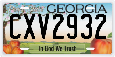 GA license plate CXV2932