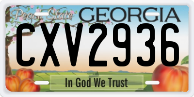 GA license plate CXV2936