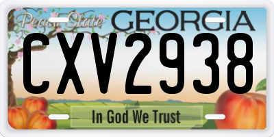 GA license plate CXV2938