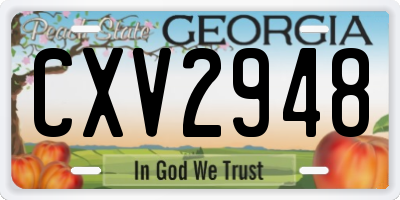 GA license plate CXV2948