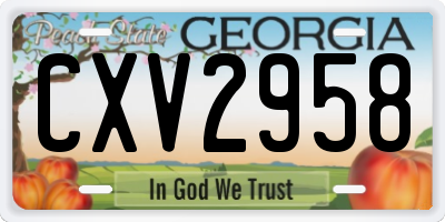 GA license plate CXV2958