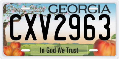 GA license plate CXV2963