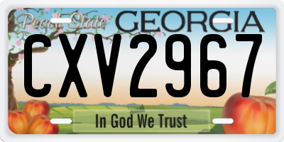 GA license plate CXV2967