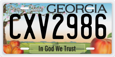 GA license plate CXV2986