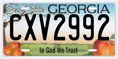 GA license plate CXV2992
