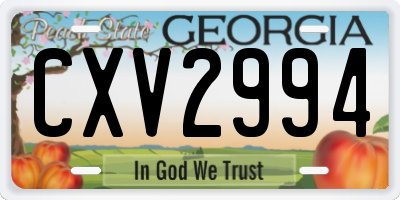 GA license plate CXV2994