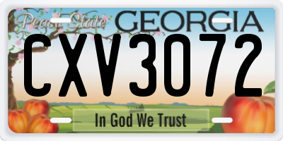 GA license plate CXV3072