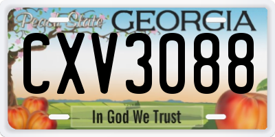 GA license plate CXV3088