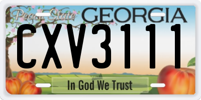 GA license plate CXV3111