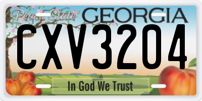 GA license plate CXV3204