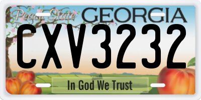 GA license plate CXV3232