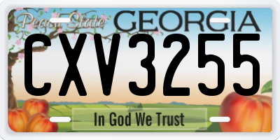 GA license plate CXV3255