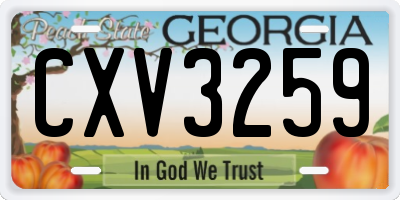GA license plate CXV3259