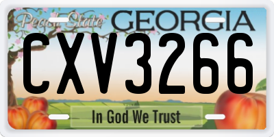 GA license plate CXV3266