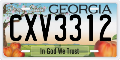 GA license plate CXV3312