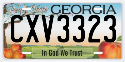 GA license plate CXV3323