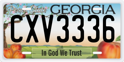 GA license plate CXV3336