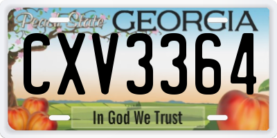 GA license plate CXV3364