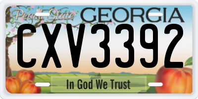 GA license plate CXV3392