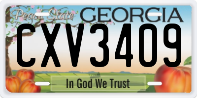 GA license plate CXV3409