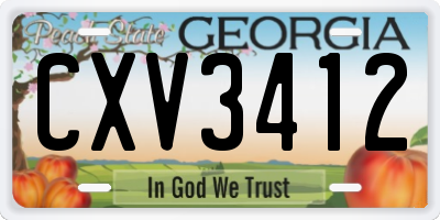 GA license plate CXV3412