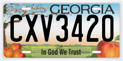 GA license plate CXV3420