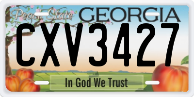 GA license plate CXV3427