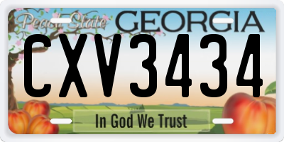 GA license plate CXV3434