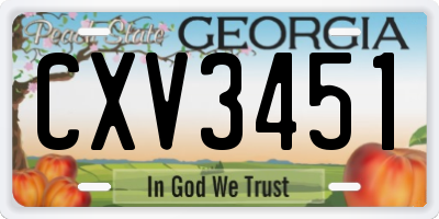 GA license plate CXV3451