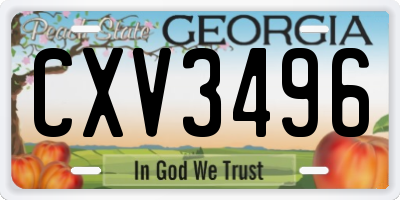 GA license plate CXV3496