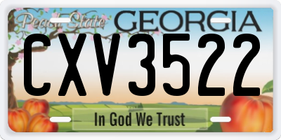 GA license plate CXV3522