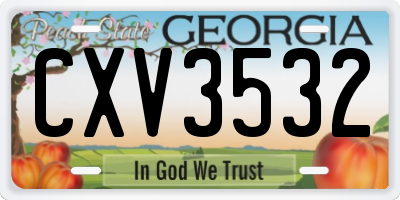 GA license plate CXV3532