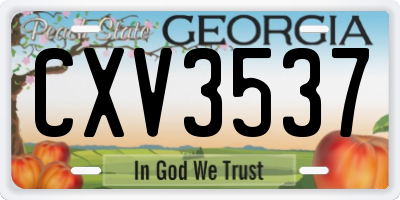 GA license plate CXV3537