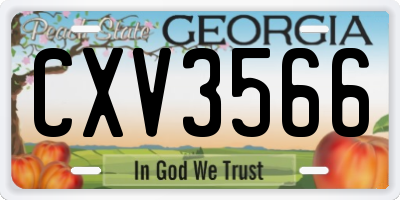 GA license plate CXV3566