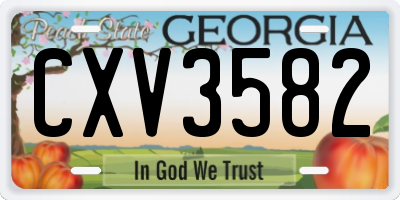 GA license plate CXV3582