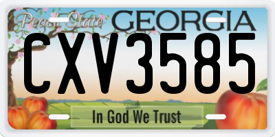 GA license plate CXV3585
