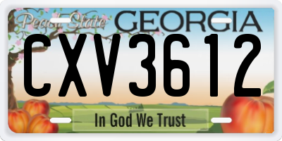 GA license plate CXV3612