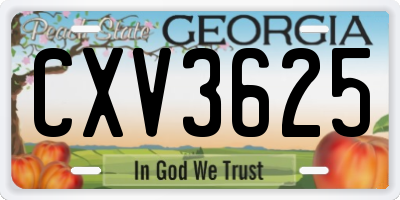 GA license plate CXV3625
