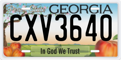 GA license plate CXV3640