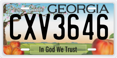 GA license plate CXV3646