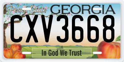 GA license plate CXV3668