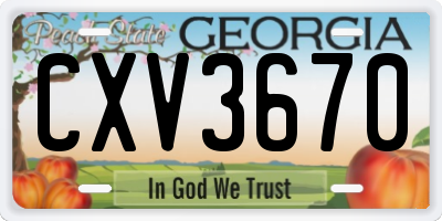 GA license plate CXV3670